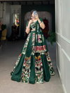Green Colour Rayon With Plain Printed Silk Lehenga With Blouse Dupatta Best Wholesale Shop In Surat